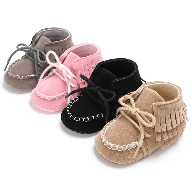 E & Bainel для маленьких мальчиков мокасины для девочек Moccs обувь из искусственной кожи обувь для малышей бахрома мягкая подошва Нескользящие