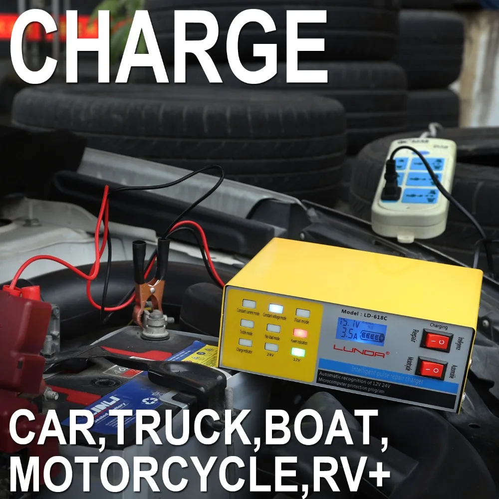 250 V 12 V/24 200AH Смарт Пульс Ремонт Автомобиля Батарея Зарядное устройство