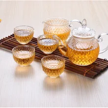 6 шт./компл. высокое кремния карбид кремния порошок кремния дует из термостойкого стекла чайный сервиз 1 шт. 500 мл чайник+ 4 шт. 90 мл чашка+ 1 шт. 300 мл ярмарка чашки J1072