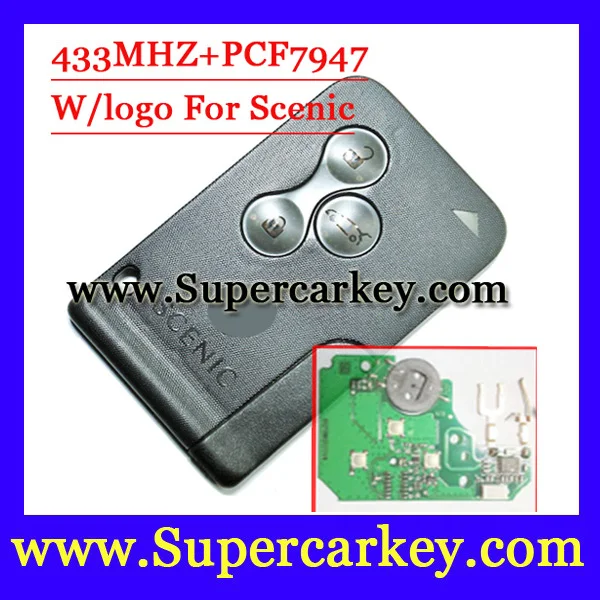 Shipping free 1pcs Remote Key Fob 3 Button 433MHz PCF7947 for Renault Scenic 2003 2008