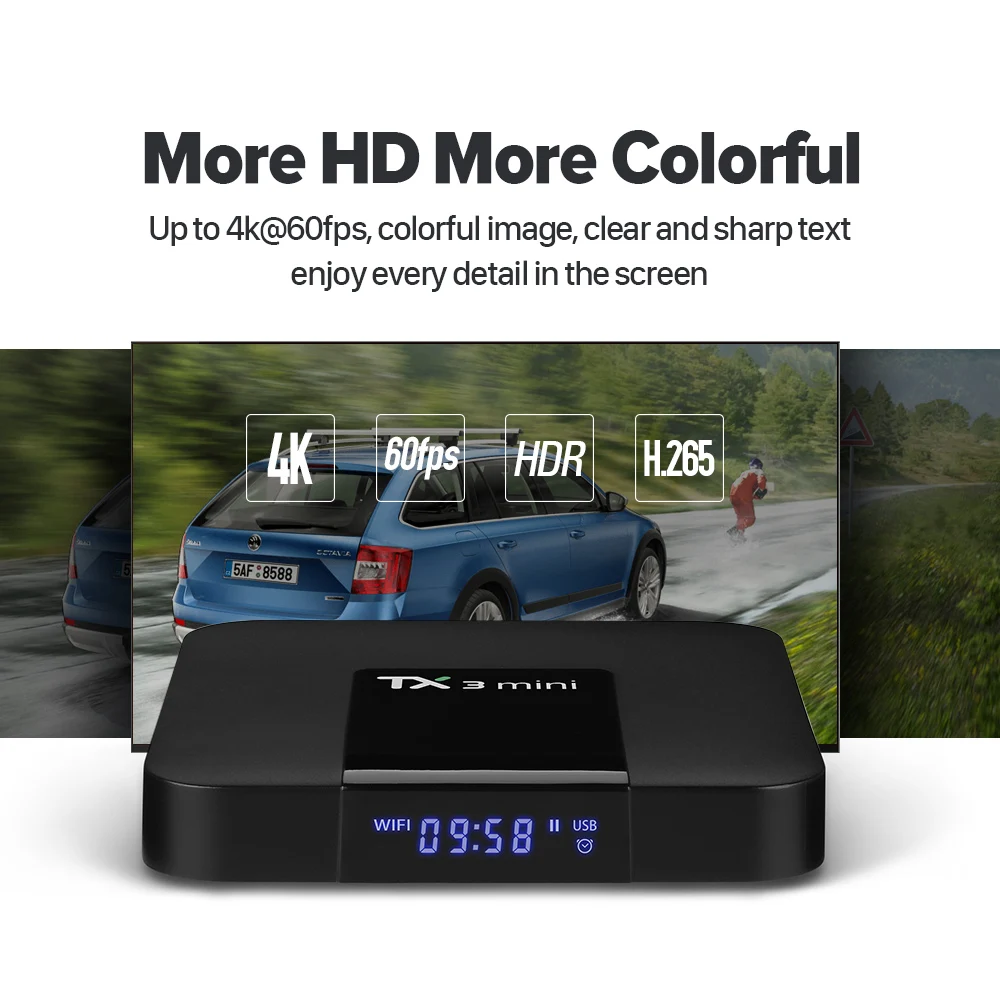 TX3 mini Android 7.1 Smart TV BOX Amlogic S905W Quad Core Set-top box H.265 4K Media Player TX3mini QHDTV Arabic French IPTV Box