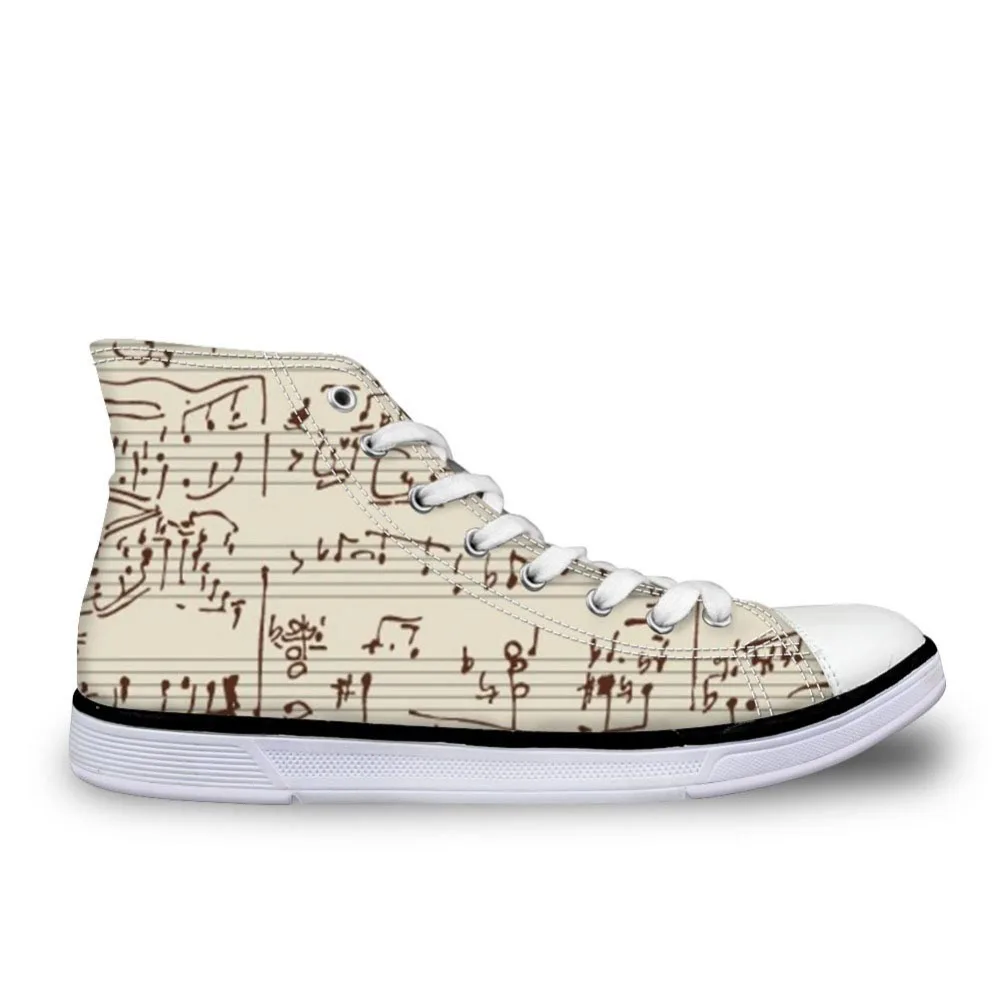 

Music Note Pattern Man Canvas High Top Sneakers Lace Up Fashion Shoes Casual Male Breathable Shoes Flat Outdoor Style