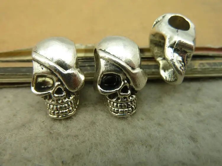 

10Pcs 10*12*18mm Skull Beads Big Hole Antique Silver Tone DIY Jewelry Making