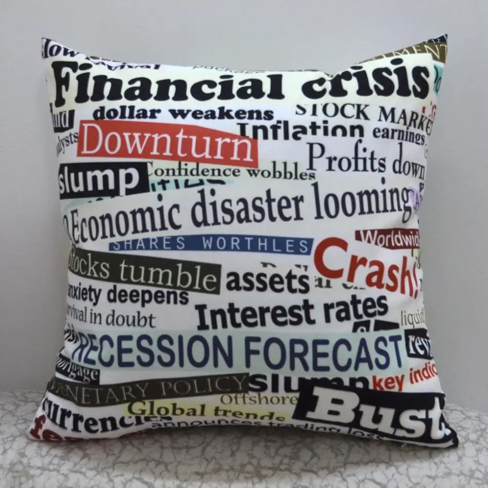 18 * 18 " Modern Financial Term Letters Printed Microfiber Throw Pillow