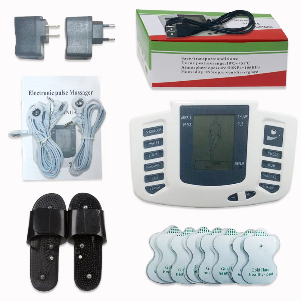 Терапевтический массажер 16 электродных подушечек электрический стимулятор расслабляющий мышечный Массажер для всего тела, пульс, акупунктура с тапочкой