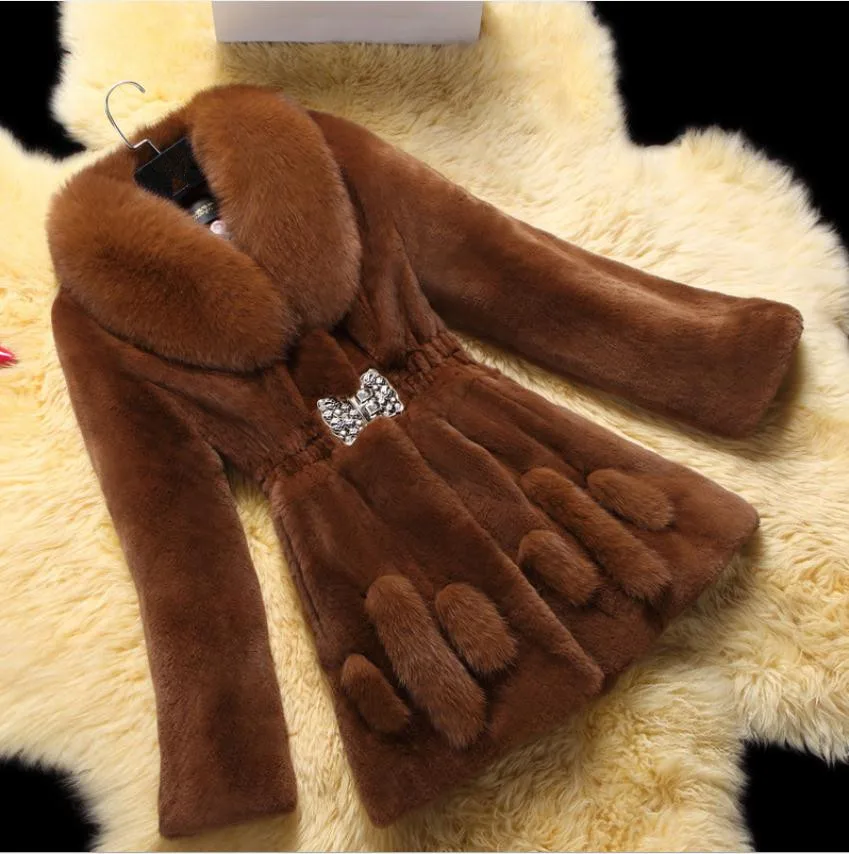 camel S/6Xl женские длинные зимние осенние из искусственной норки меховые пальто Теплый меховой воротник женские куртки из искусственного меха Верхняя одежда K1123 - Цвет: camel