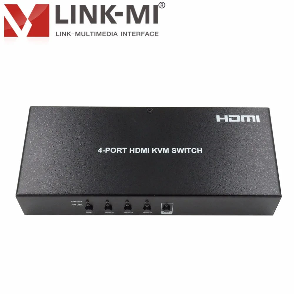 LINK-MI LM-KVM401 4x1 HDMI KVM переключатель с usb-клавиатура и Мышь 1080 p(1920x1440) Автоматическое переключение для WIN8, Linux, Unix, MAC