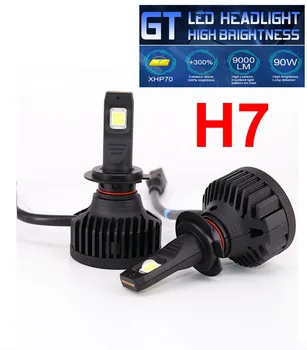 

1 Set H7 XHP70 LENS Chips GT Series Car LED Headlight 90W 9000LM High Brightness EMC Turbo Fan Front Bulbs Lamps 6000K White 12V