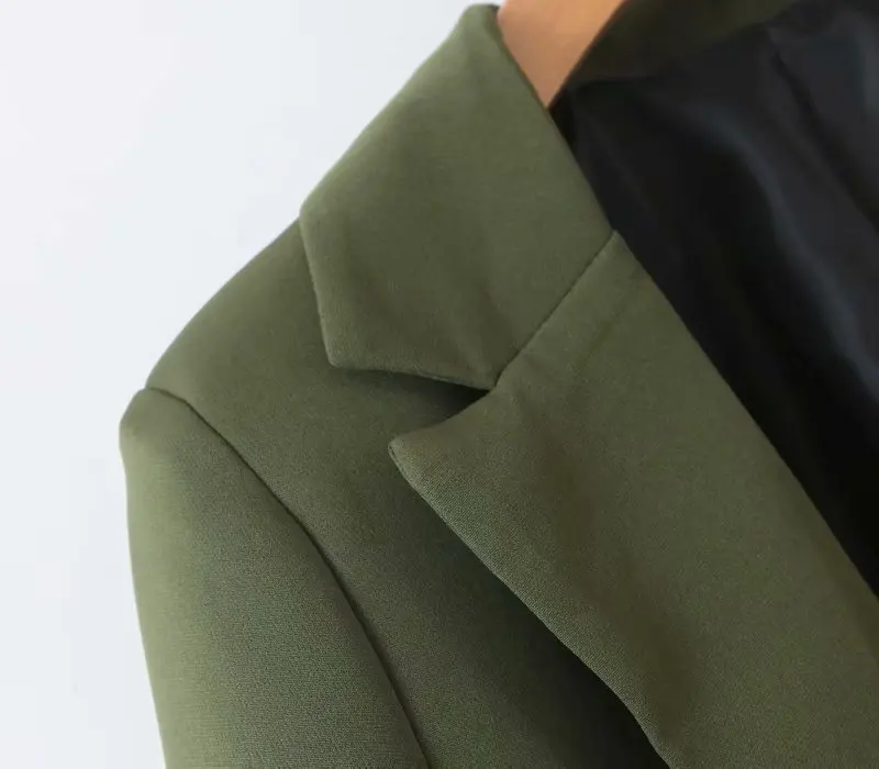 Осенний женский шикарный армейский зеленый Блейзер, украшенный пуговицами, с открытыми стежками, карманами, с разрезом сзади, Женская рабочая одежда, стильное пальто CT223