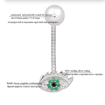 

ZHIXI Pearl Earrings Silver Shining Fine Jewelry Trendy For Women White Trendy Birthday Gift Big Eye 8-9mm E123