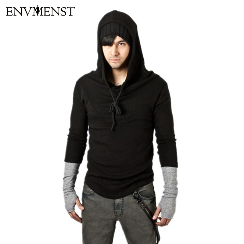 Мужской свитер с капюшоном Модный Цветной и рукавами перчатками 2017|mens pullover
