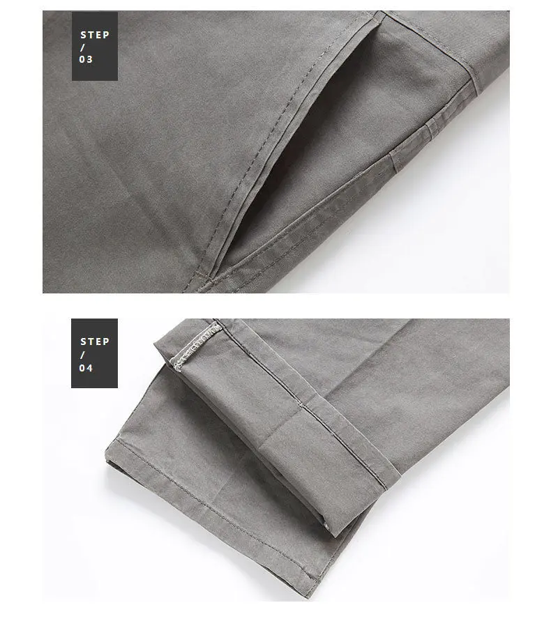 2018 Casual Straight Pants Men Cotton Cargo Men Pants Spring Summer Autumn Male Work Trousers High Waist Full Length Solid Color-17