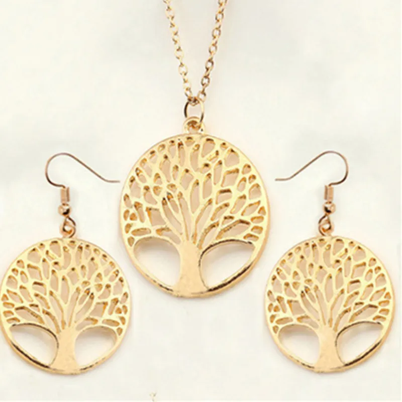 Round Hollow Wishing Tree Pendant Necklace Tree Of Life Pendant Necklace Jewelry Fashion Cute Wedding Part women jewelry,beaded necklace