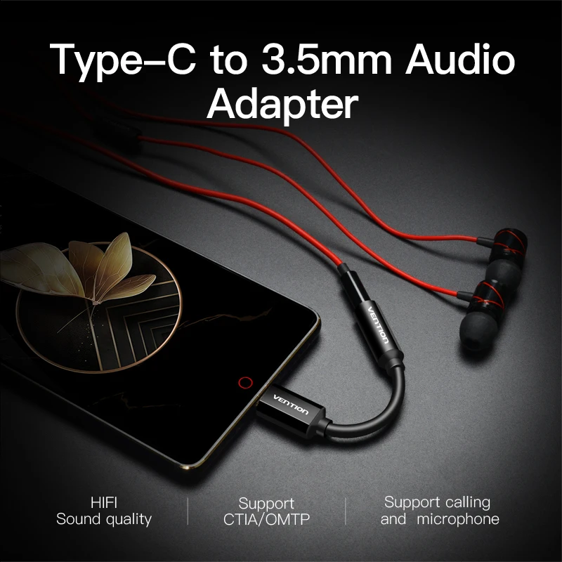 Адаптер Vention для наушников с разъемом USB Type C на 3 5 мм переходник папа дюйма разъем