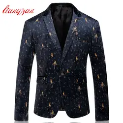 Для мужчин Бизнес Блейзер костюм цветочный костюм Homme бренд Повседневное пиджак мужской плюс Размеры M-4XL Свадебный костюм куртка f2215