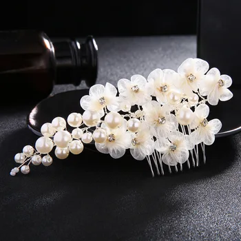 

Le Liin Bridal Hair Comb Flower Pearl Decorative Combs Wedding Head Piece Wedding Hair Accessories