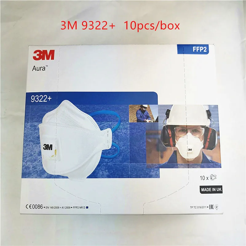 

10pcs/box 3M9322+ Flat Folded Particulate Respirator With Exhalation Valve FFP2