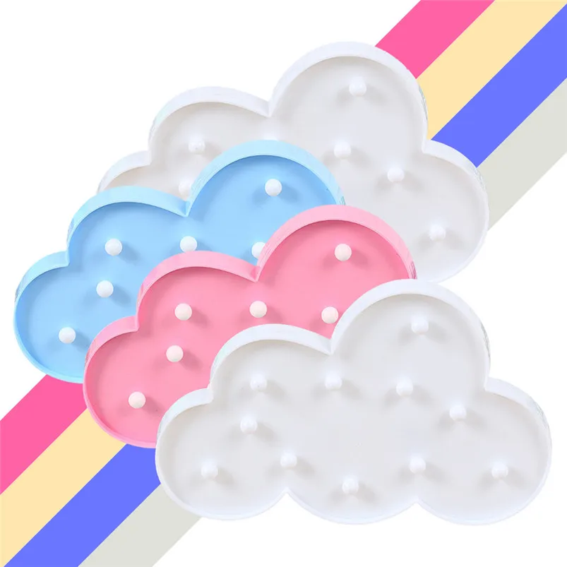 Led Lamp Cloud Shade Sign Night Light For Children Bedroom Home Decoration Lamps  Night Light 2 AA Batteries Lamparas 35AP1118
