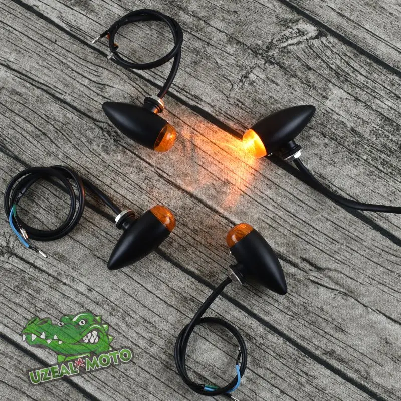 

Vintage motorcycle turn signal lamp LED chips magnesium alloy material universal classic motrcylce custom direction turn light