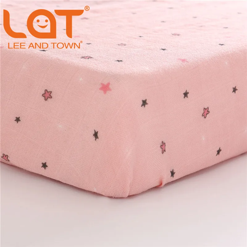 LAT 100% Cotton Crib Fitted Sheet Unicorn Soft Baby Bed Mattress Cover Protector Cartoon Newborn Bedding of Cot Size 130*70cm