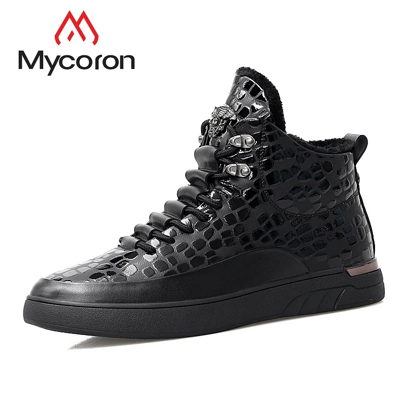 

MYCORON Men Boots Autumn Winter Top Fashion Sneakers Luxury Designer Men High-Top Lace-Up Wear-Resistant Man Shoes Botas Hombre