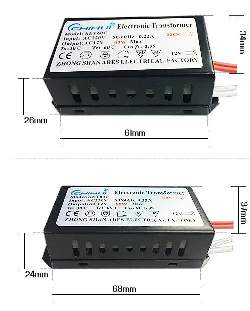 Электронный трансформатор нерегулируемых 220 V-12 V светодиодные лампы накаливания Драйвер Питание Volatage конвертер