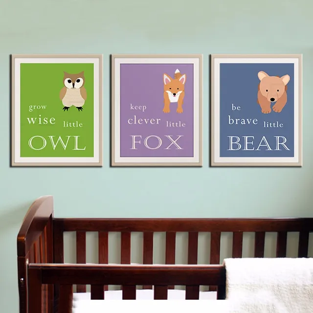 Woodland Nursery Decor Bear Owl Baby Art Wall Picture Woodland Nursery Decor Bear Owl Baby Art Wall Picture Canvas Prints