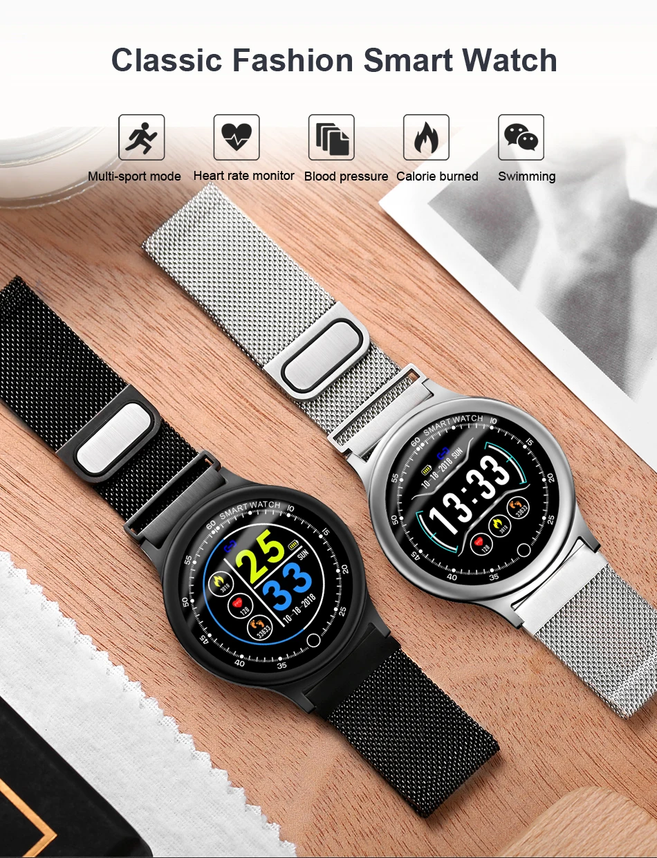 

Q28 Smart Watch Men Metal Strap Replacement IP68 Waterproof Heart Rate Blood Pressure Monitor SNS Notifications Smartsportwatch