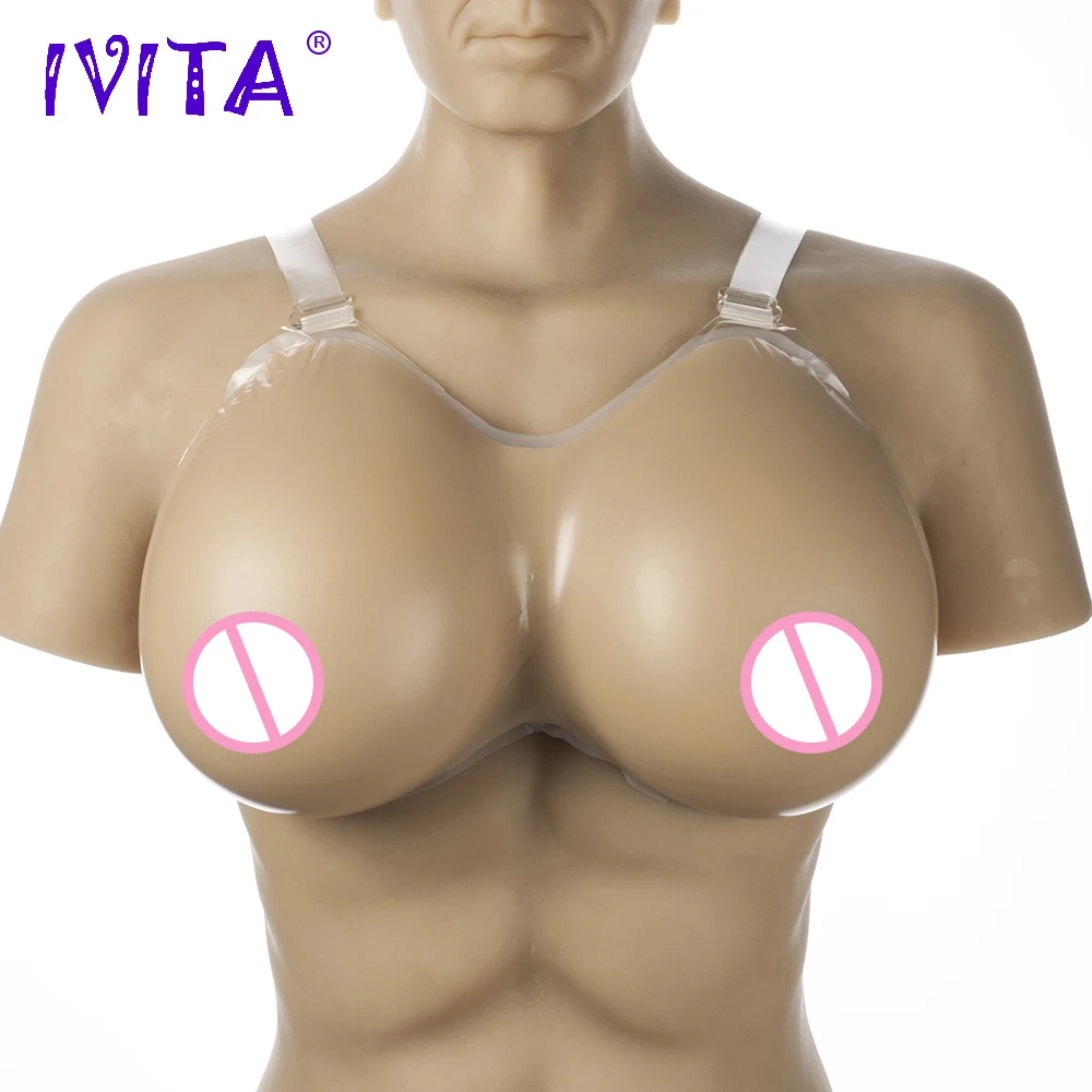

IVITA 3600g Huge Silicone Breast Forms False Breast With Shoulder Straps For Crossdresser Shemale Ladyboy Fake Boobs Enhancer