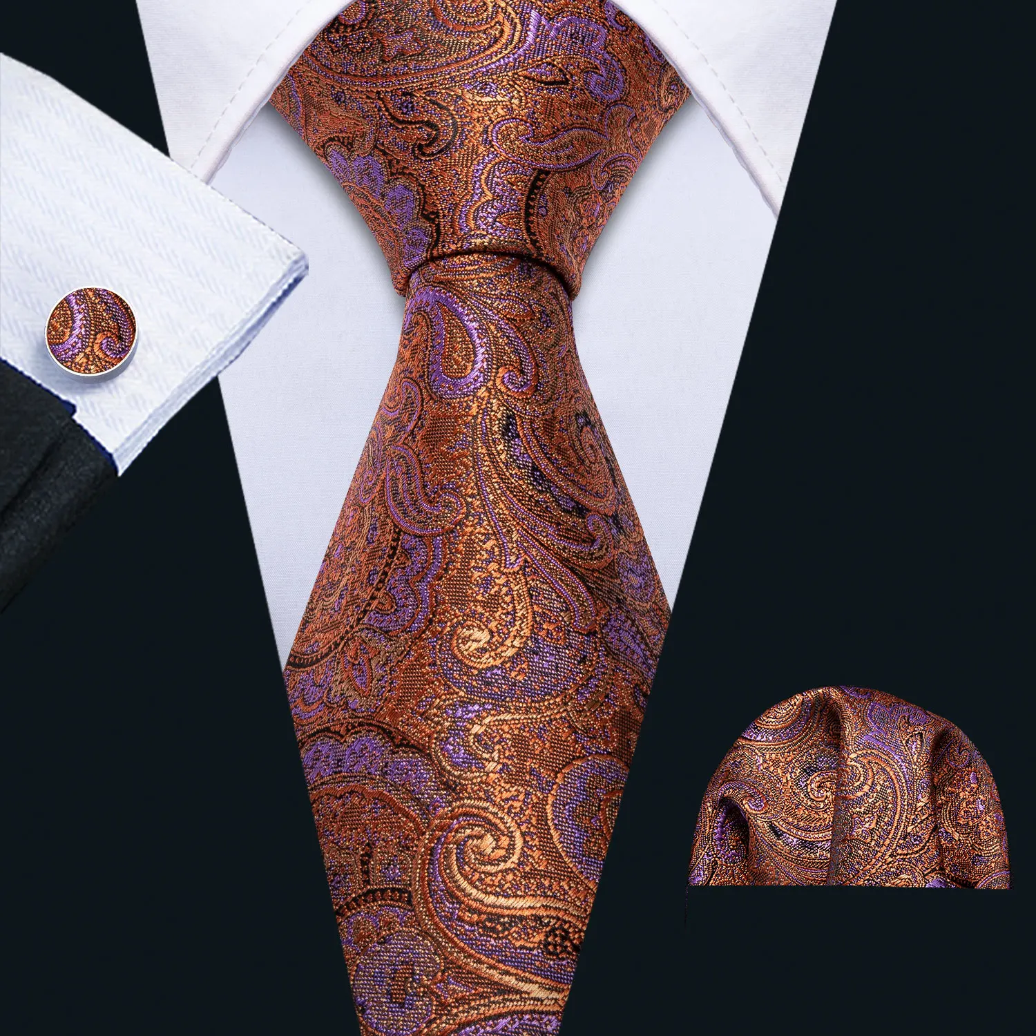 Barry. Wang мужской галстук, золотой галстук, шелковый тканый галстук с узором пейсли, оранжевый узор, дизайнерские вечерние и свадебные FA-5161