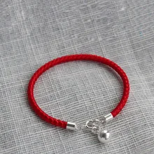 La MaxZa Стерлинговое Серебро 925 пробы маленький колокольчик очаровательные классические толстые красные веревочные браслеты нитка регулируемые браслеты для женщин