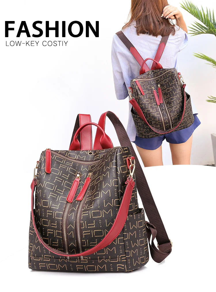 Mulheres do vintage mochila de couro do