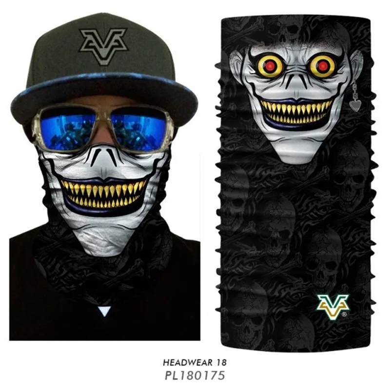 

3D Seamless Skull Balaclava Face Mask Halloween Clown Joker Headscarf Neck Warmers Animal Mouth Bandana Headwears Bicycle Scarf