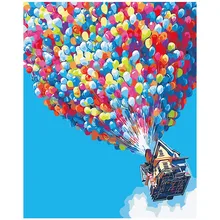 Воздушный шар, рисунок неба черчение по номерам, картины, краски, живопись, комплекты номеров, искусство стены, Акриловая картина, подарок, декор комнаты