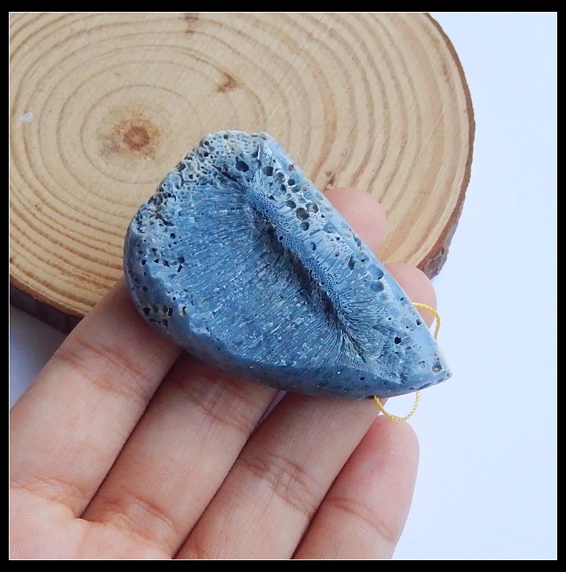 Натуральный камень геометрический синий коралл ожерелье из яшмы подвеска 55x34 x мм 11 мм 23,5 г полудрагоценный камень, подвеска, бисер