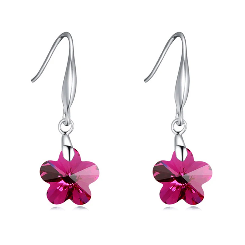 

BAFFIN Flower Pendant Drop Earrings Crystals From Swarovski For Women Silver Color Ear Jewelry Best Friends Gift