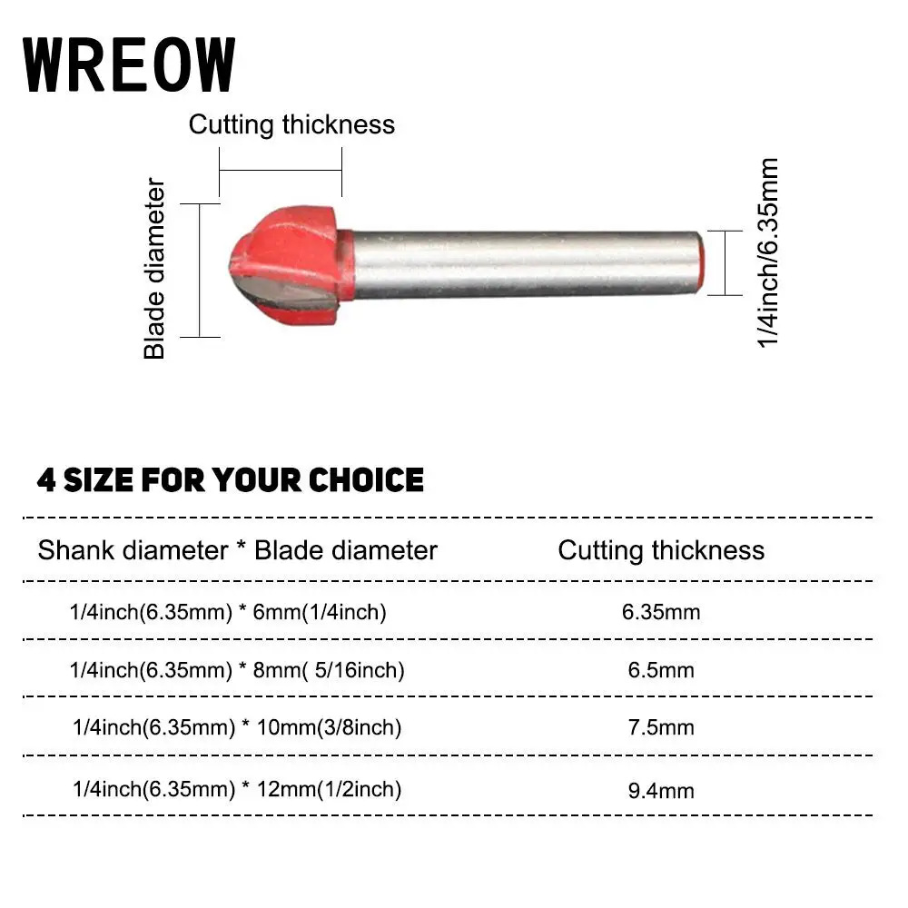 

Woodworking Milling Cutter Router Bit Alloy Blade Carbon Steel Handle Cutter Router 1/4inch Milling Cutter Tool for Wood Work Y7