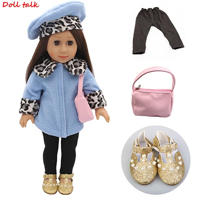 Модные 1 комплект одежды для куклы, Топы+ штаны+ головной убор+ сумка+ обувь для 18 ''дюйма американская кукла девочка ручной работы Diy одинаковый наряд - Цвет: Style 5