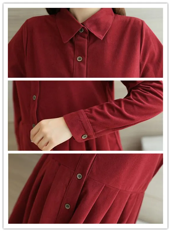 3 Color Formal Office Maternity Dresses for Women Autumn Spring Lapel Corduroy Pregnancy Clothes for Pregnant Women