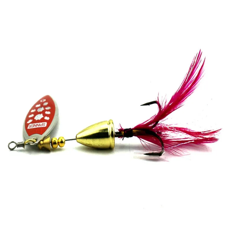 

2016 Hot sale metal hard fishing lures 80mm 10g artificial fishing lure Spoon Lure Spinner Bait Stainless Hooks With Feather