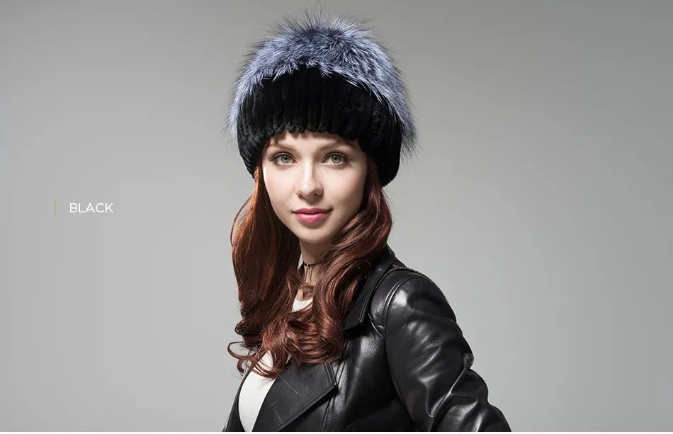 Fashion Womens Fur Beanies Real Rex Rabbit Fur Hats with Stripe Design Hat Ladies Winter Warm Rex Rabbit Fur Caps (19)