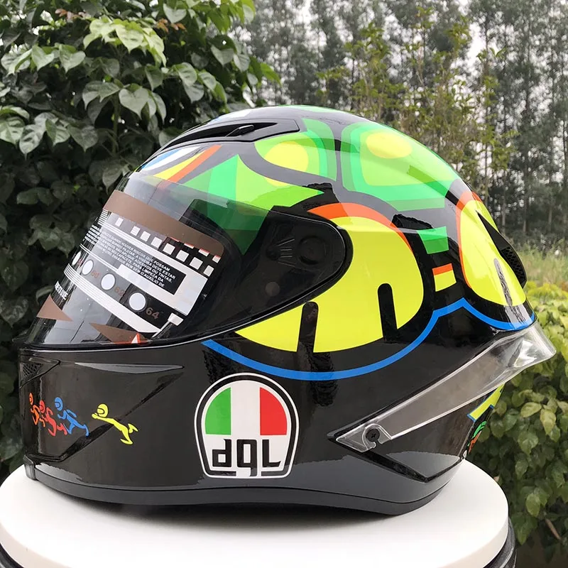 

Little tortoise green helmet Motorcycle empennage helmet full face cross-country Men's and women's four seasons helmet