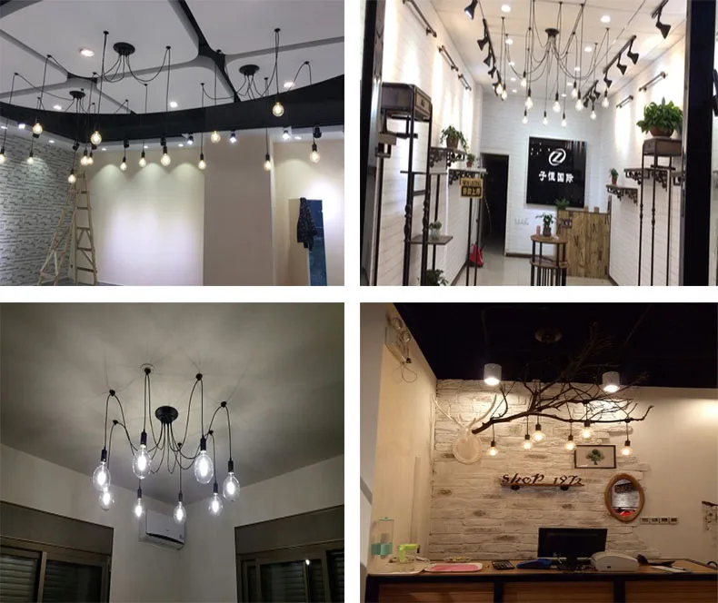 Luzes de Teto Luminária do Teto Faça Você Mesmo Arte Aranha Luz Pendurado Nordic Retro Edison Lâmpada Sótão Vintage Antigo 19 Cheap Luzes de teto