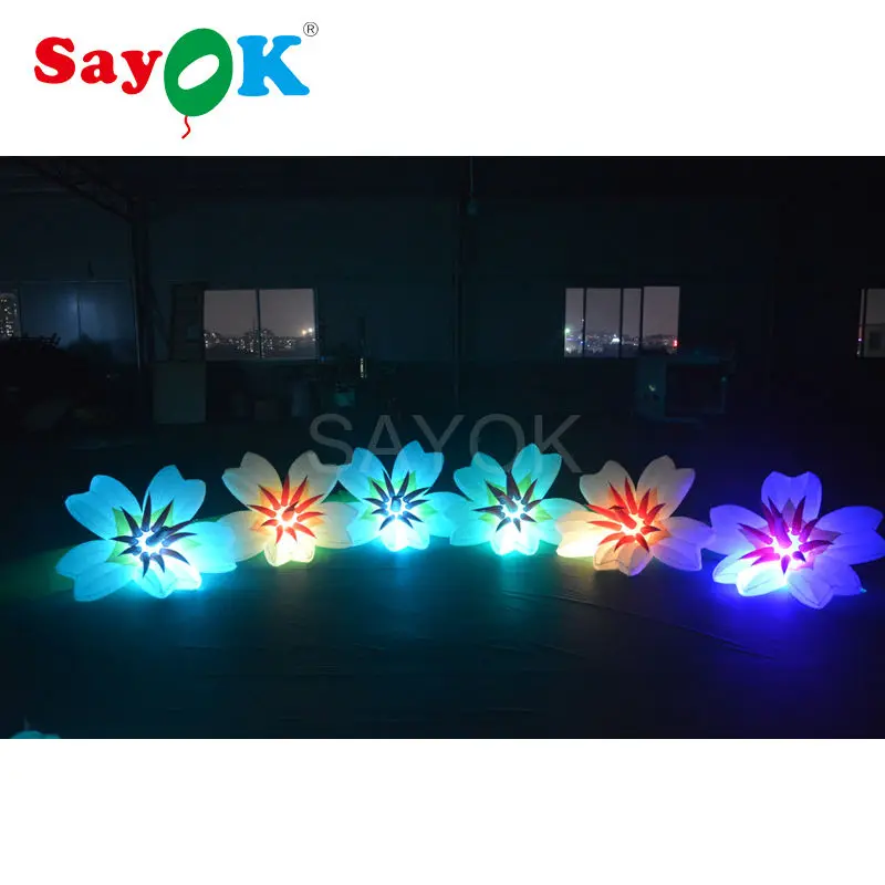 

free shipping inflatable decoration flower chain 6m/20ft Llily flower chain with multicolors led lighting