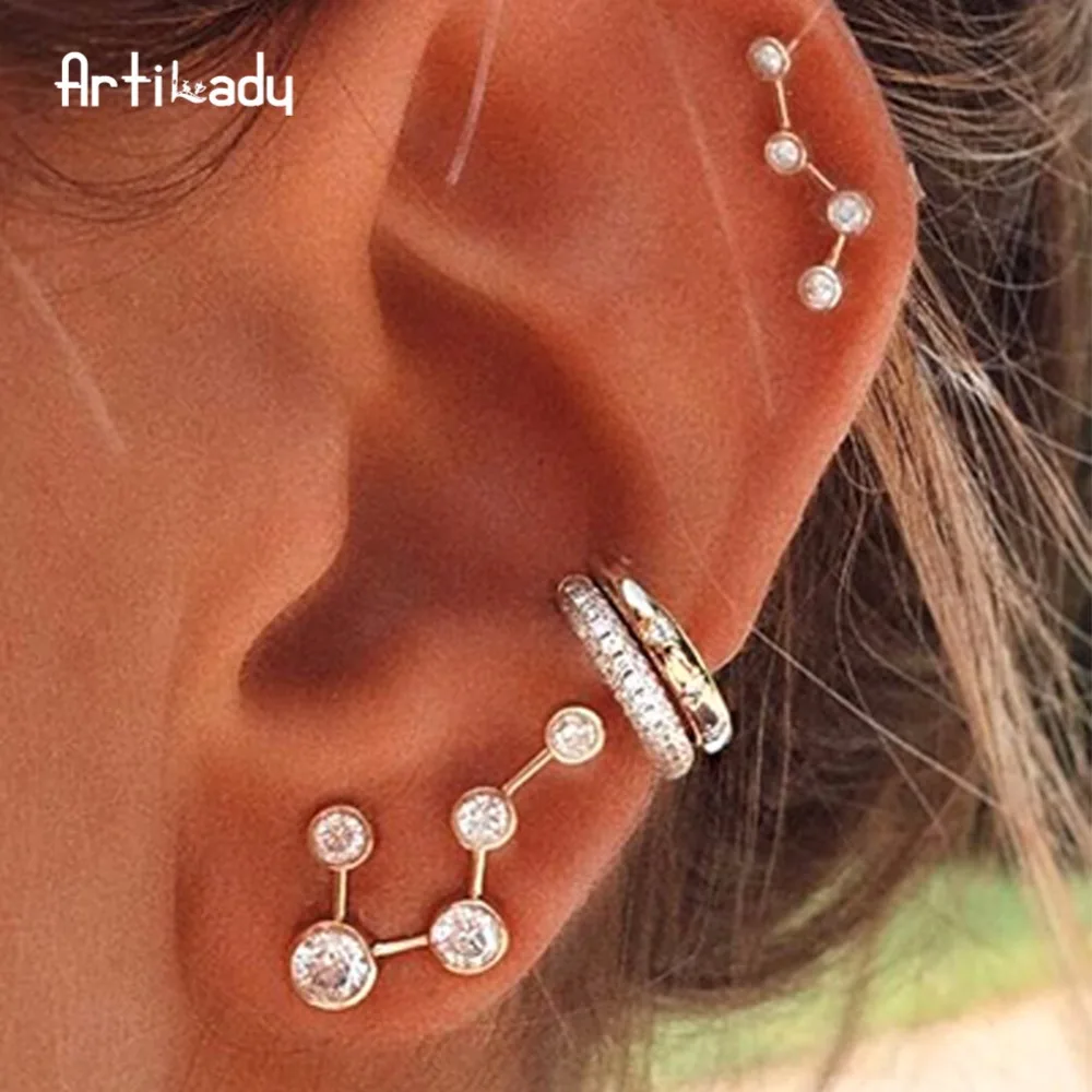 

Artilady ear cuff gold color ear climber stud earring for women constellation jewelry gift dropshipping