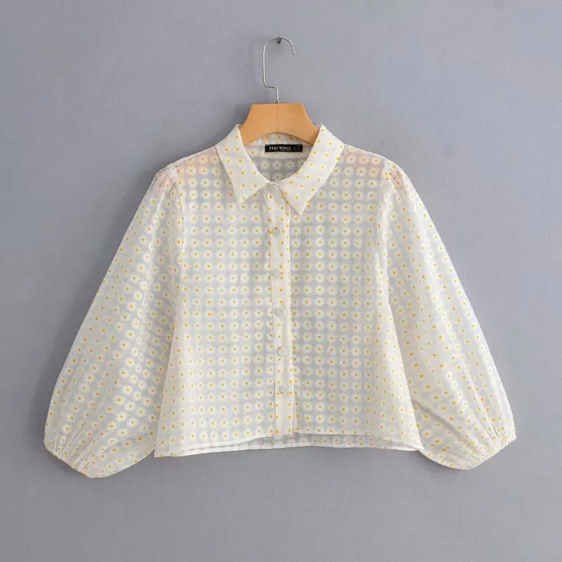 

Hot sale XQ9-35-9051 European and American fashion printed chiffon blouse