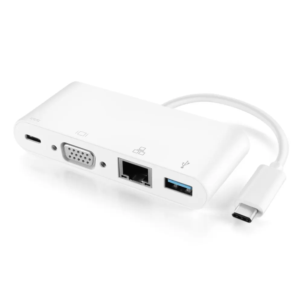 USB-C Multi порты и разъёмы адаптер с VGA, USB 3,0, Gigabit Ethernet usb type C мощность доставки зарядки порты разъёмы конвертер Кабель - Цвет: GT-17015W