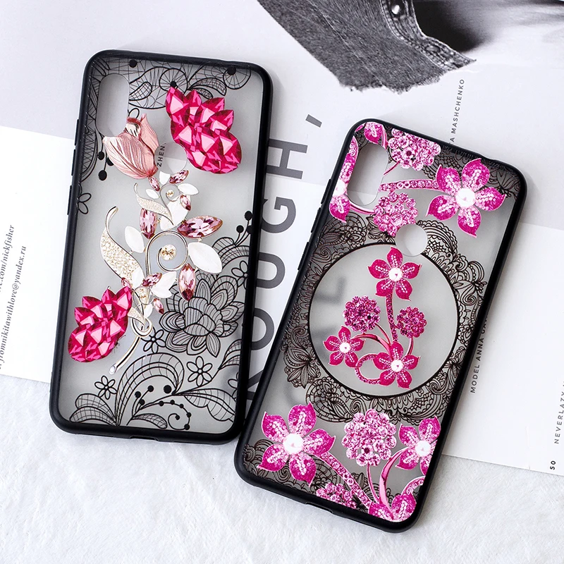 

3D flower Lace case for xiaomi redmi note 6 pro floral printed plastic back covers fundas coque hoesje kryt tok etui
