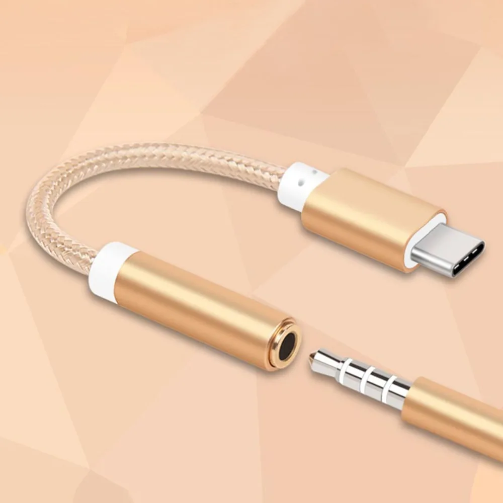 SOONHUA AUX аудио кабель usb type C до 3,5 мм адаптер для наушников type-C вспомогательный конвертер нейлоновый плетеный кабель для Xiaomi 6 huawei