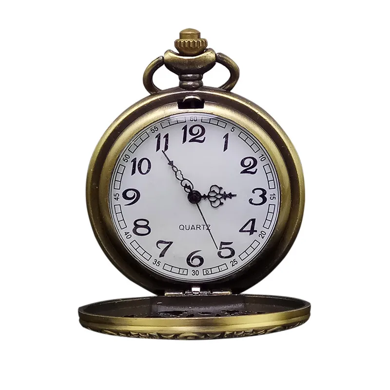 Античная медь стимпанк кварцевые карманные часы винтажные бронзовые шестерни полые ожерелье Кулон Брелок часы с цепочкой для мужчин и женщин Подарки